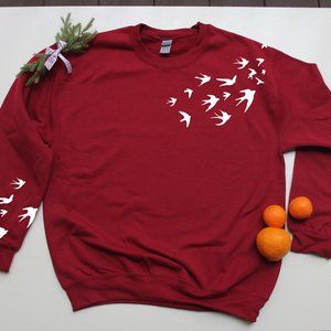 Crewneck Sweater, COTTON Sweatshirt, Swallows fly, Sweatshirt